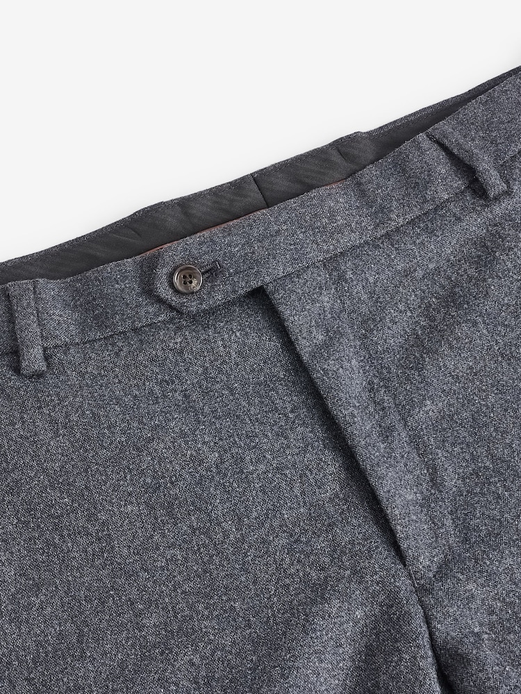 bleu foncé - Slim Fit (Slim Fit) - Coupe ajustée Wool Blend Donegal Pantalon de costume - Image 5 of 8