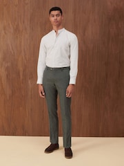 Green Slim Wool Blend Donegal Suit: Trousers - Image 2 of 9