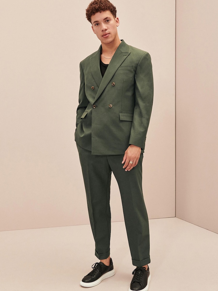 Green EDIT Relaxed Fit Double Breasted Suit Jacket - Image 1 of 11