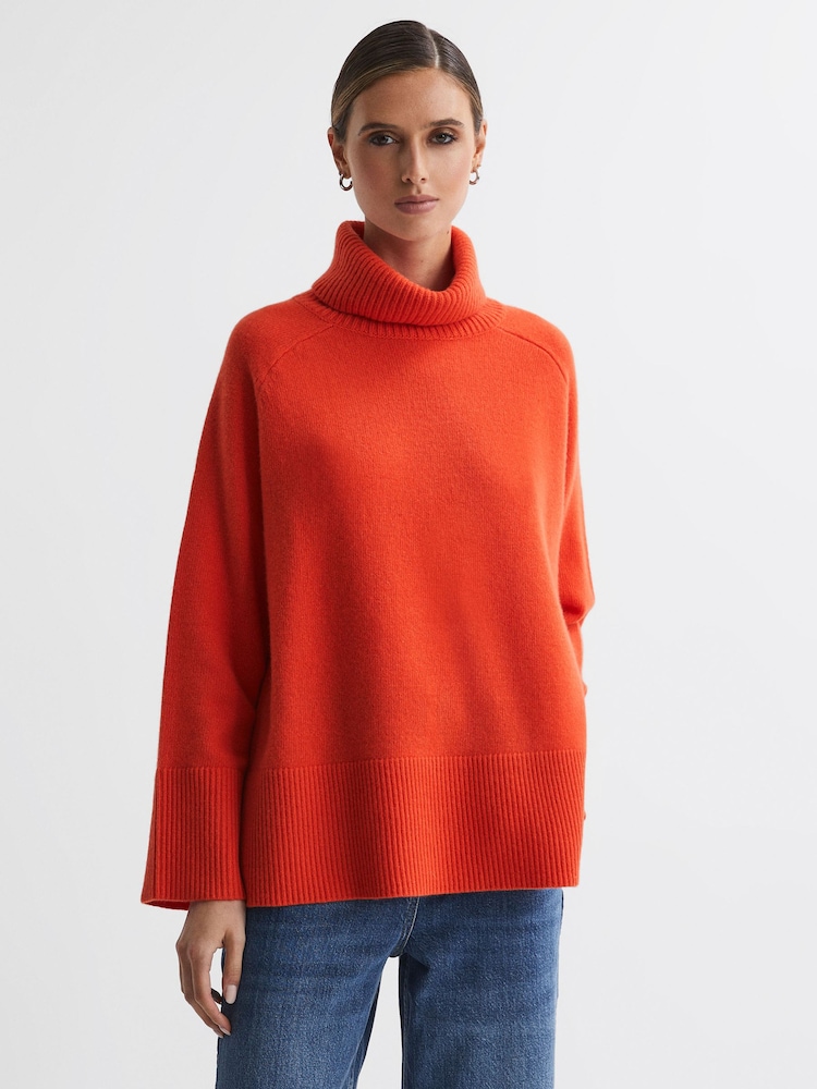 Reiss Orange Edina Relaxed Wool-Cashmere Blend Roll Neck Jumper - Image 1 of 5