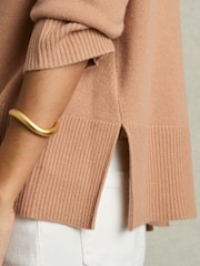 Reiss Camel Edina Relaxed Wool-Cashmere Blend Roll Neck Jumper - Image 4 of 7