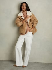 Reiss Camel Edina Relaxed Wool-Cashmere Blend Roll Neck Jumper - Image 6 of 7