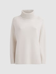 Reiss Cream Edina Relaxed Wool-Cashmere Blend Roll Neck Jumper - Image 2 of 6