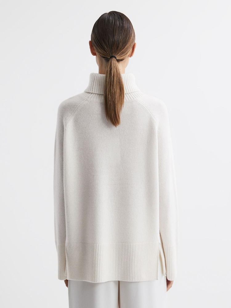 Reiss Cream Edina Relaxed Wool-Cashmere Blend Roll Neck Jumper - Image 6 of 6