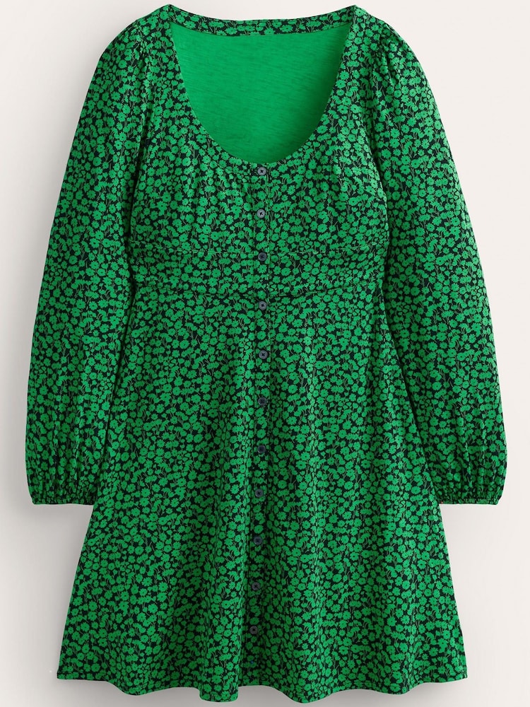 Boden Green Button Front Jersey Mini Dress - Image 6 of 6