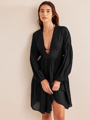 Boden Black Tiered Swing Mini Dress - Image 3 of 5