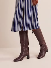 Boden Dark Brown Erica Knee High Leather Boots - Image 1 of 5