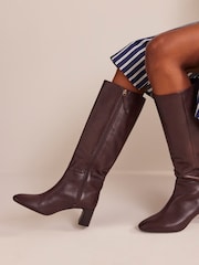Boden Dark Brown Erica Knee High Leather Boots - Image 2 of 5