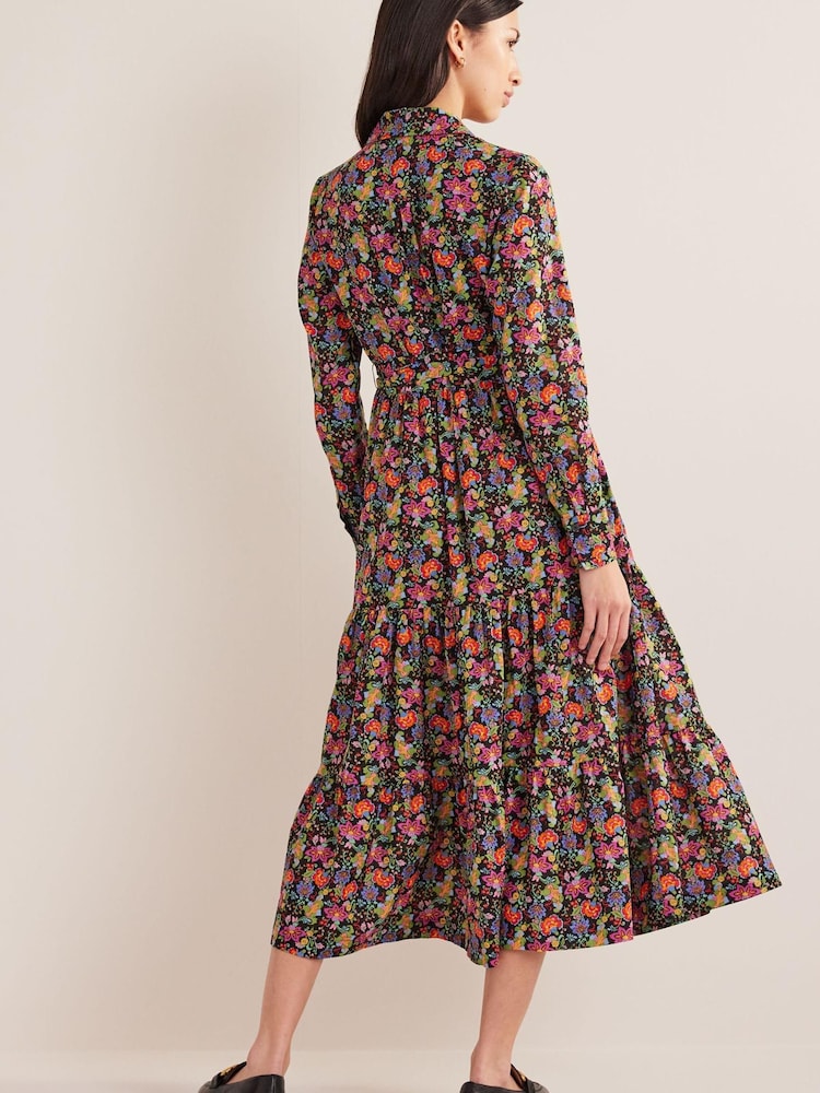 Boden Black Tiered Cotton Maxi Shirt Dress - Image 2 of 6