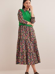 Boden Black Tiered Cotton Maxi Shirt Dress - Image 3 of 6