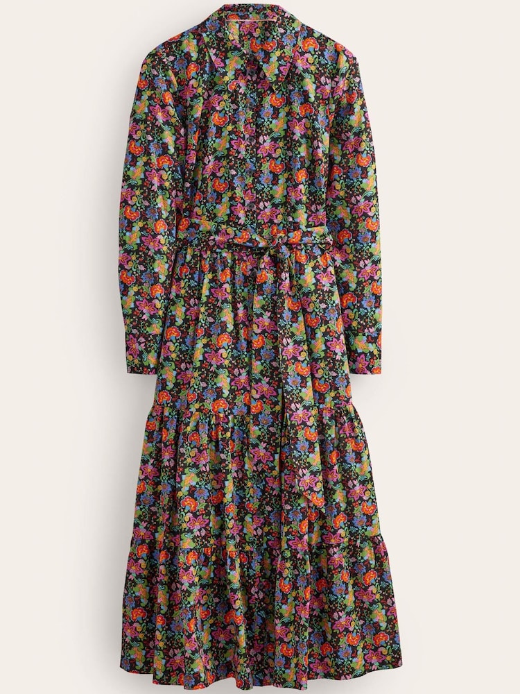 Boden Black Tiered Cotton Maxi Shirt Dress - Image 6 of 6