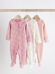 Pink Baby 100% Cotton Sleepsuits 3 Pack (0-2yrs) - Image 1 of 11