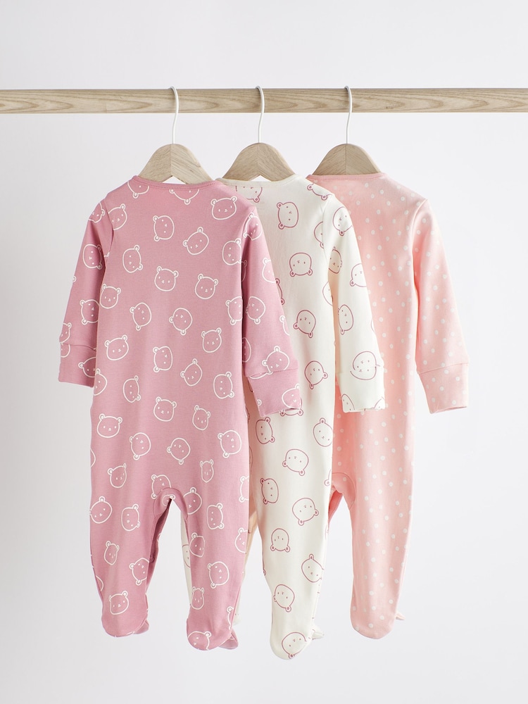 Pink Baby 100% Cotton Sleepsuits 3 Pack (0-2yrs) - Image 2 of 11