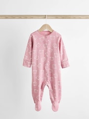 Pink Baby 100% Cotton Sleepsuits 3 Pack (0-2yrs) - Image 4 of 11