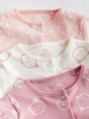Pink Baby 100% Cotton Sleepsuits 3 Pack (0-2yrs) - Image 7 of 11