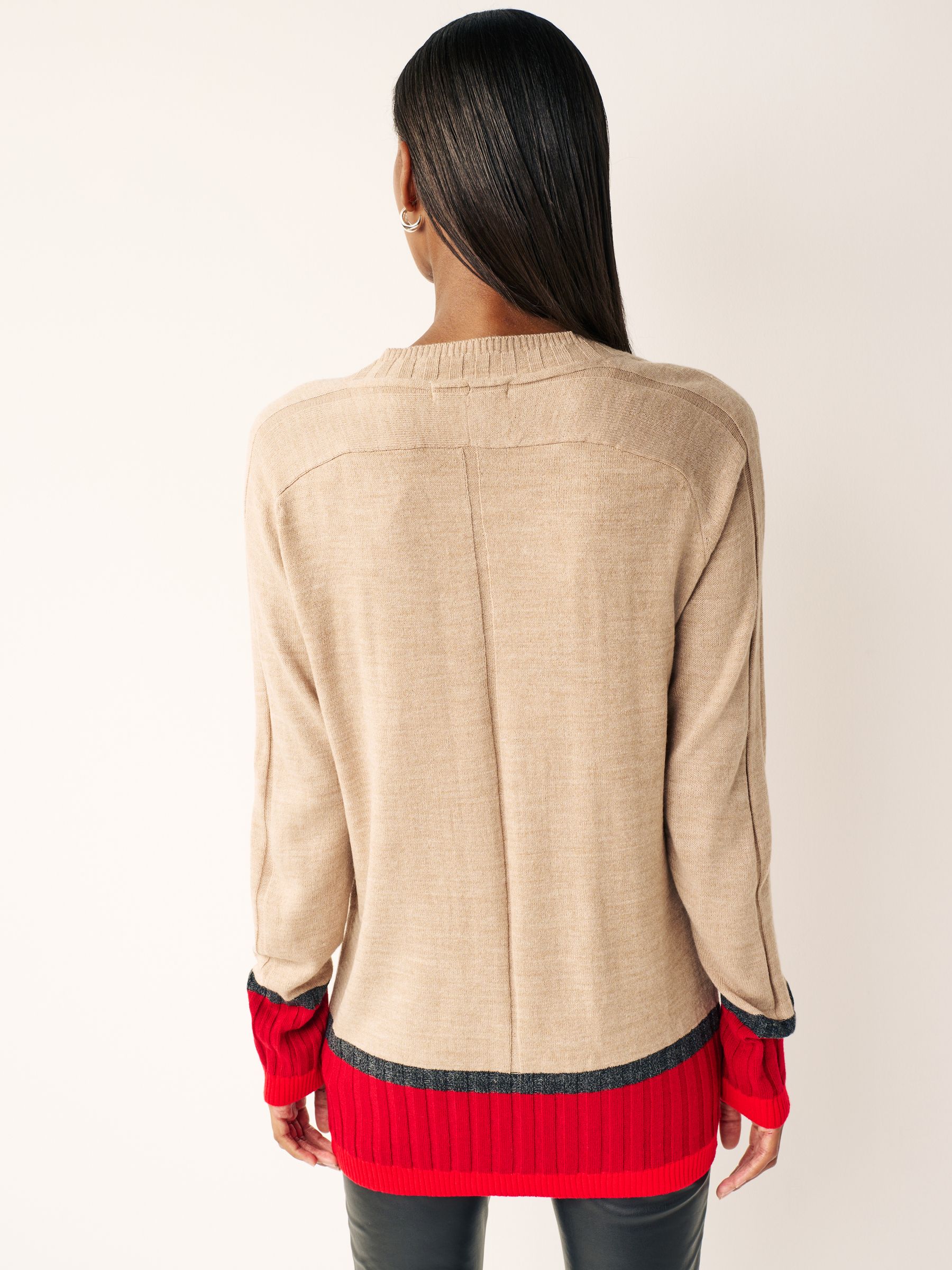 Buy Neutral Printed Cosy V Neck Long Sleeve Longline Tunic Jumper from Next Luxembourg
