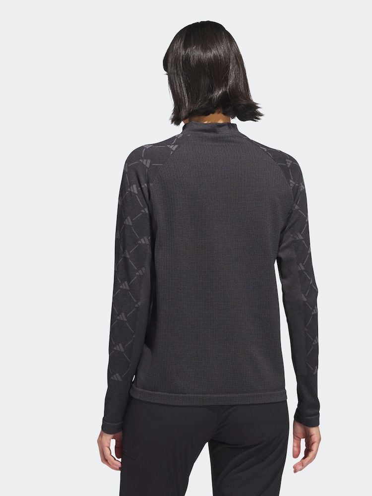adidas Golf Ultimate 365 Tour Monogram Mock Neck Long-Sleeve Black Top - Image 2 of 6