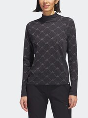 adidas Golf Ultimate 365 Tour Monogram Mock Neck Long-Sleeve Black Top - Image 3 of 6