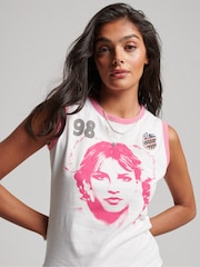 Superdry Cream 100% Cotton Ringspun Allstars BS Graphic Vest Top - Image 1 of 5