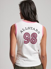 Superdry Cream 100% Cotton Ringspun Allstars BS Graphic Vest Top - Image 2 of 5