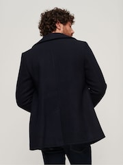 Superdry Blue Merchant Wool Pea Coat - Image 3 of 7