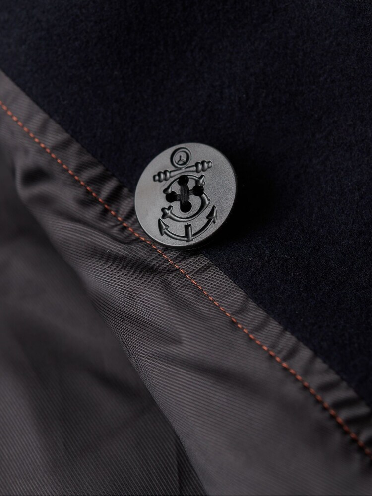 Superdry Blue Merchant Wool Pea Coat - Image 6 of 7