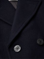 Superdry Blue Merchant Wool Pea Coat - Image 7 of 7