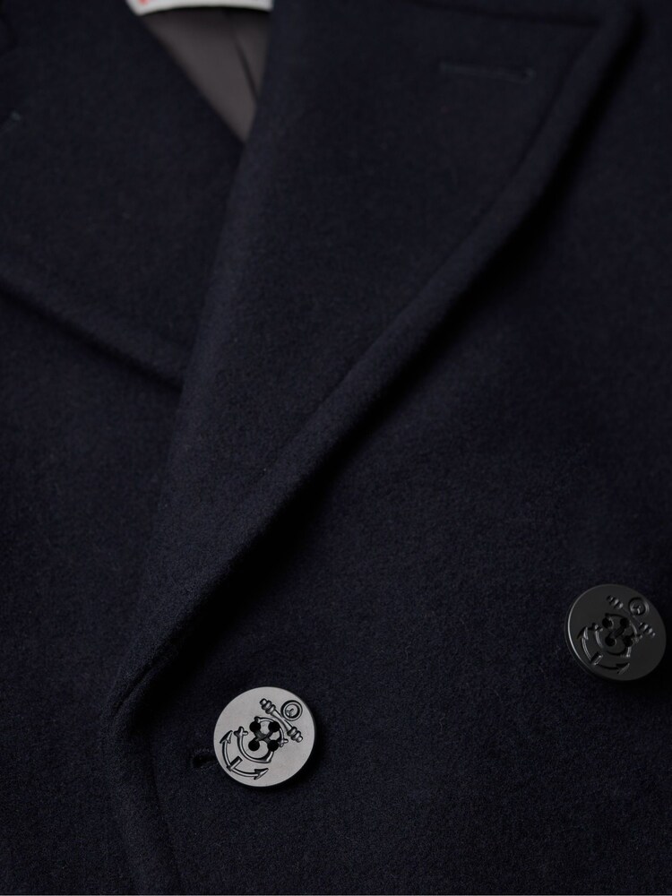 Superdry Blue Merchant Wool Pea Coat - Image 7 of 7