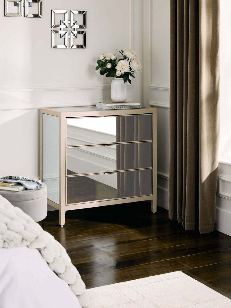Stone Cora Mirror 3 Drawer Chest of Drawers - Image 1 of 9