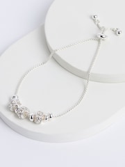 Silver Tone Sparkle Popcorn Beaded Pully Bracelet - Image 3 of 4