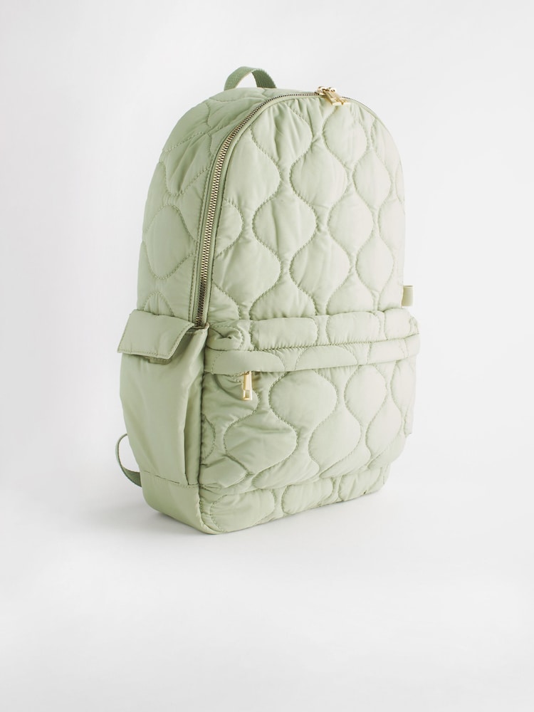 Sage Green Quilted Backpack - Image 1 of 8