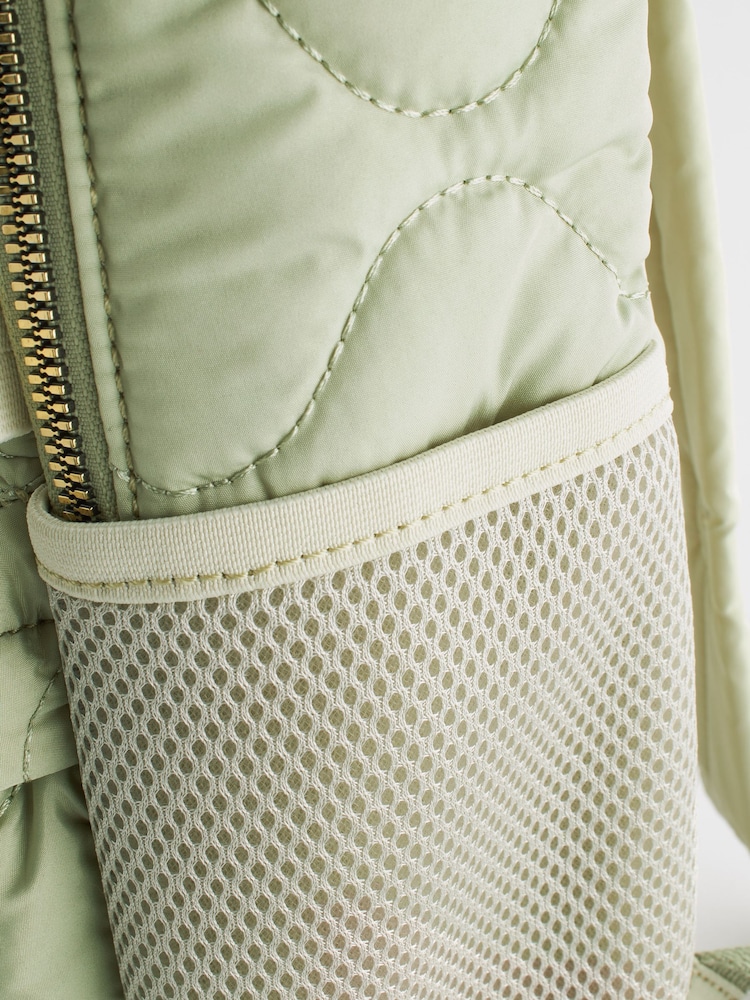Sage Green Quilted Backpack - Image 6 of 8