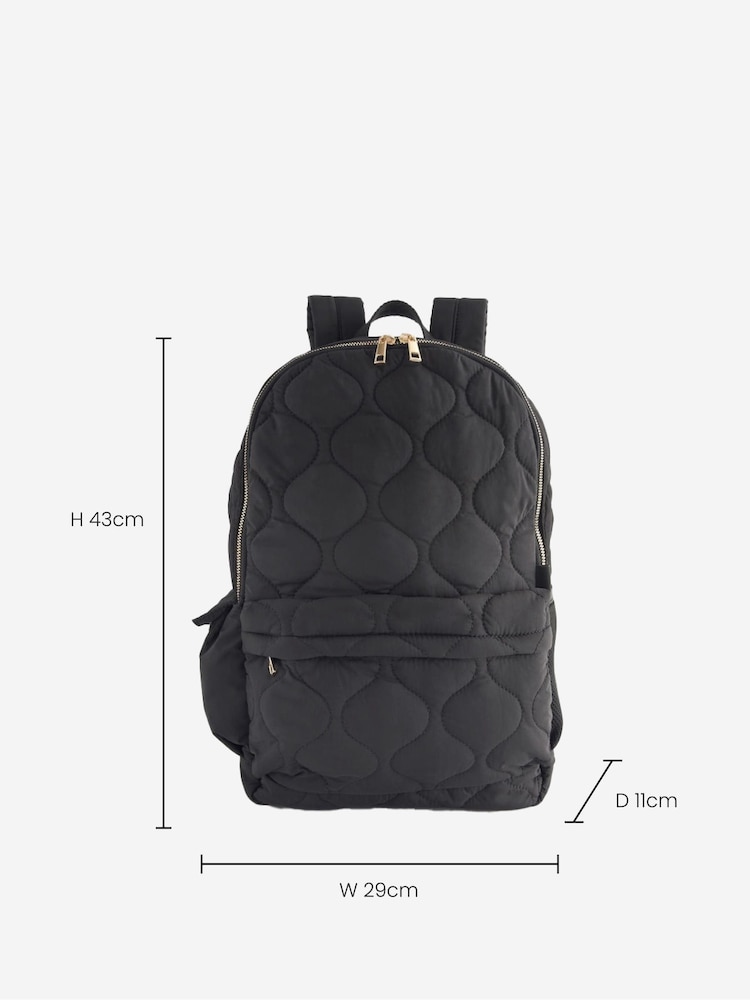 Black Quilted Backpack - Image 3 of 11