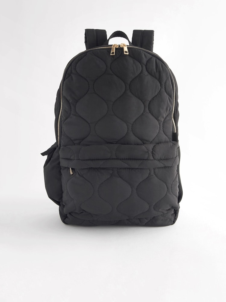 Black Quilted Backpack - Image 6 of 11