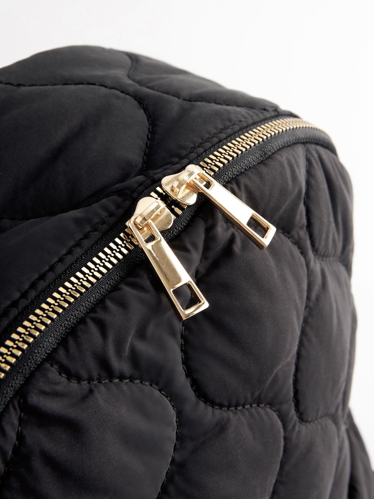 Black Quilted Backpack - Image 8 of 11