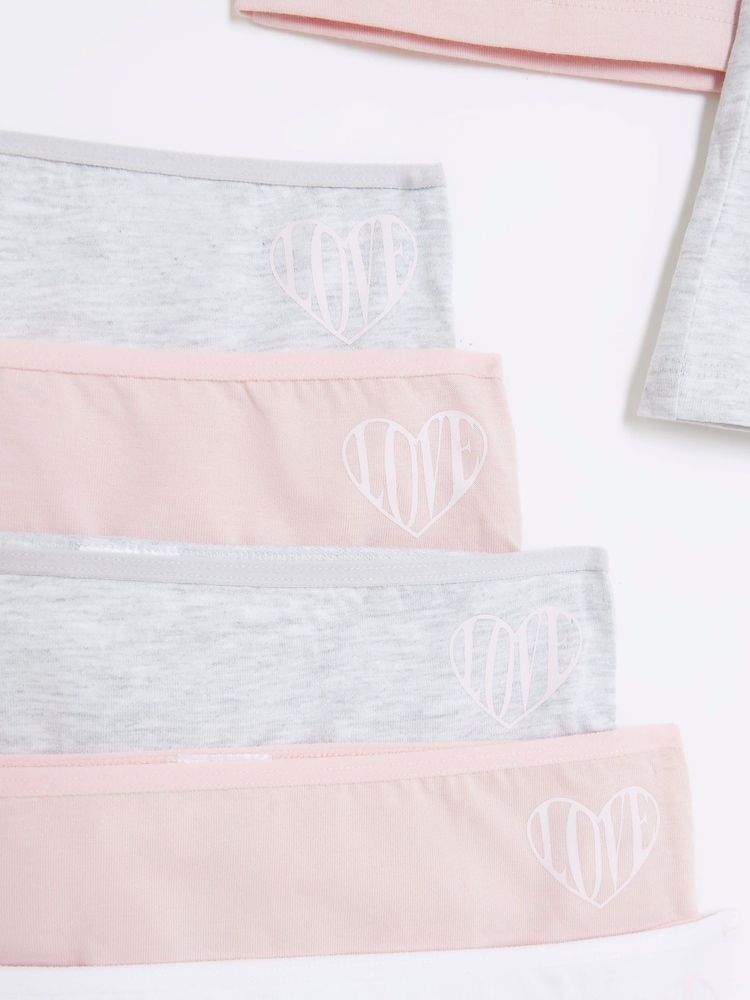 River Island Pink Girls 100% Cotton Vests And Briefs Set 10 Piece - Image 2 of 3 River Island Pink Girls 100% Cotton Vests And Briefs Set 10 Piece - Image 2 of 3