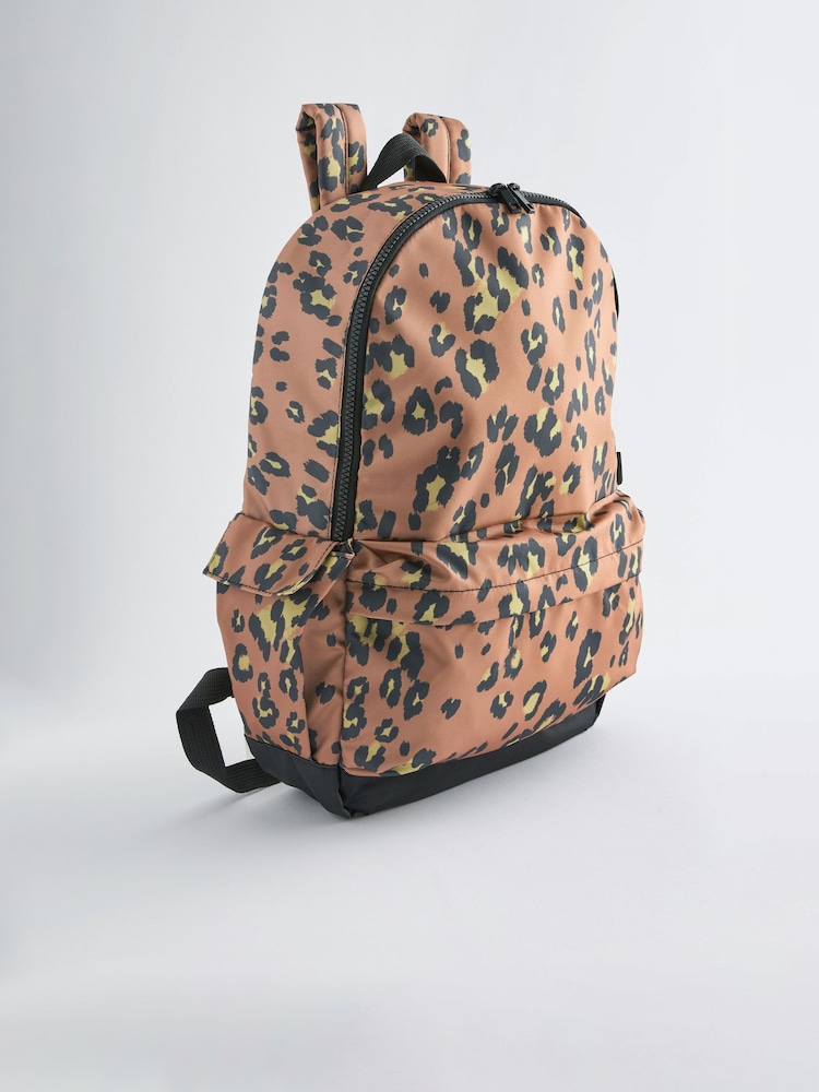 Chocolate Brown Leopard Backpack - Image 1 of 8