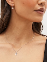 Sterling Silver Initial Sparkle Pave Necklace - Image 2 of 5