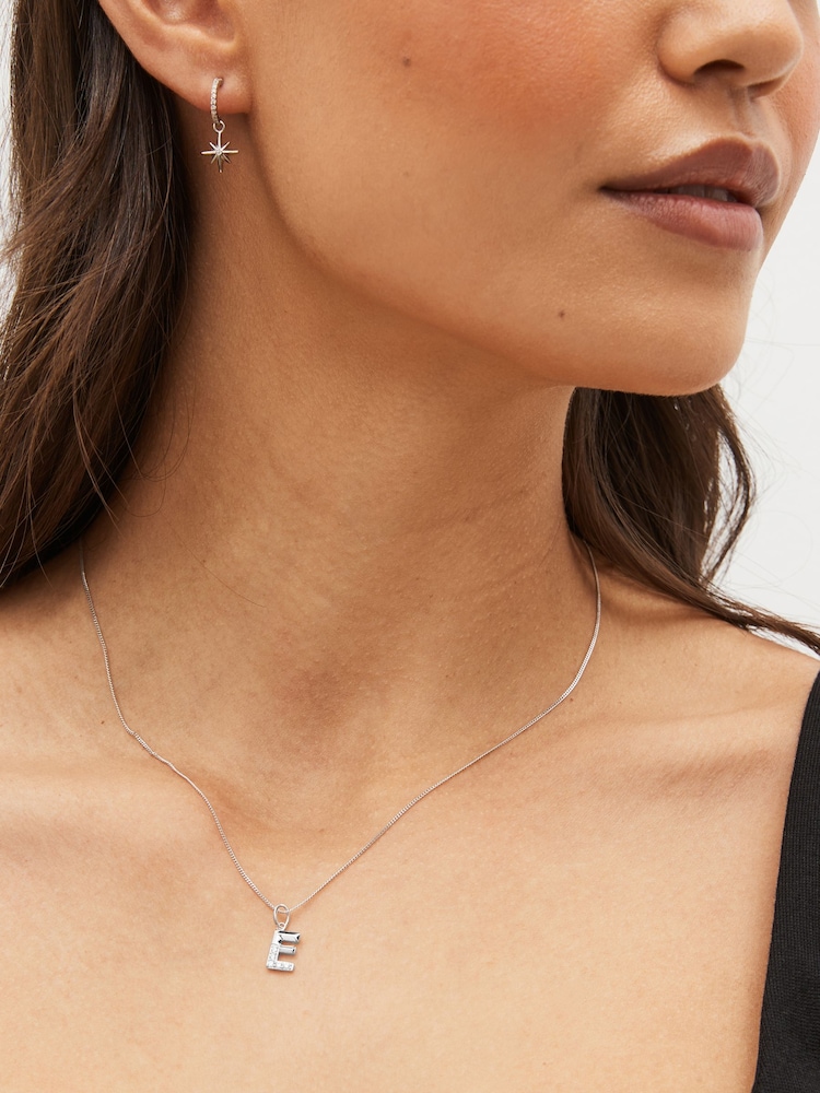 Sterling Silver Initial Sparkle Pave Necklace - Image 2 of 5