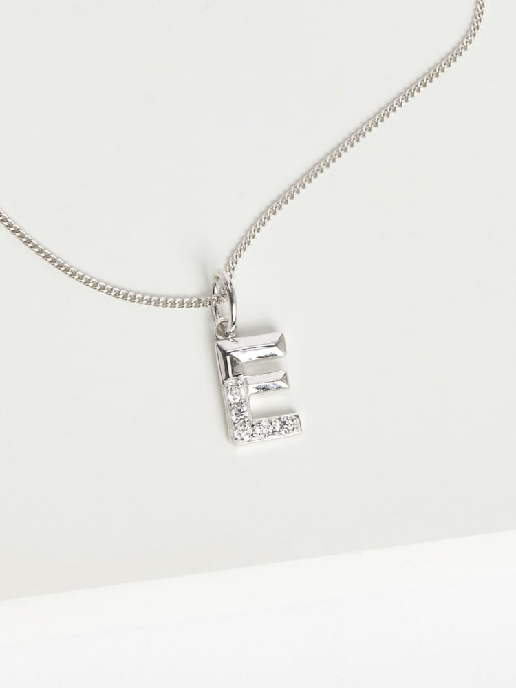 Sterling Silver Initial Sparkle Pave Necklace - Image 5 of 5
