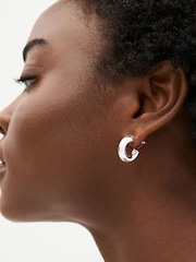 Silver Tone Small Chubby Hoop Earrings - Image 1 of 2