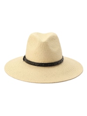 AllSaints Natural Injected Pyramid Stud Straw Hat - Image 1 of 3
