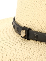 AllSaints Natural Injected Pyramid Stud Straw Hat - Image 3 of 3