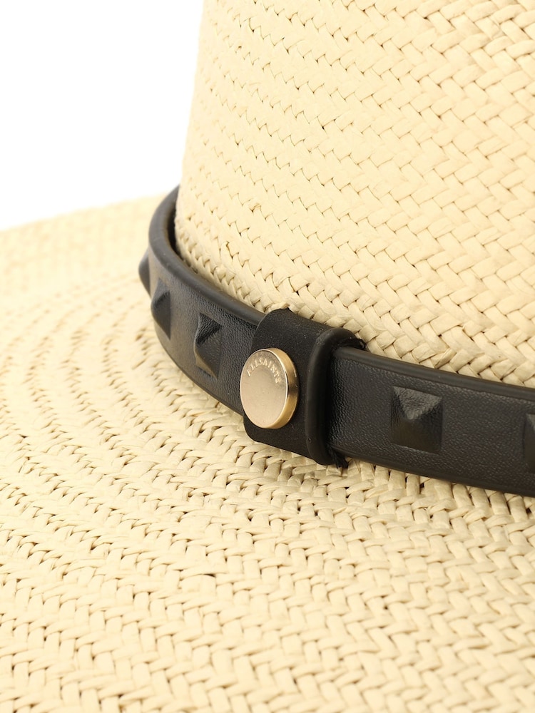 AllSaints Natural Injected Pyramid Stud Straw Hat - Image 3 of 3