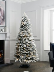White 6ft Pre Lit Pre Decorated Pop Up Snowy Christmas Tree - Image 1 of 3