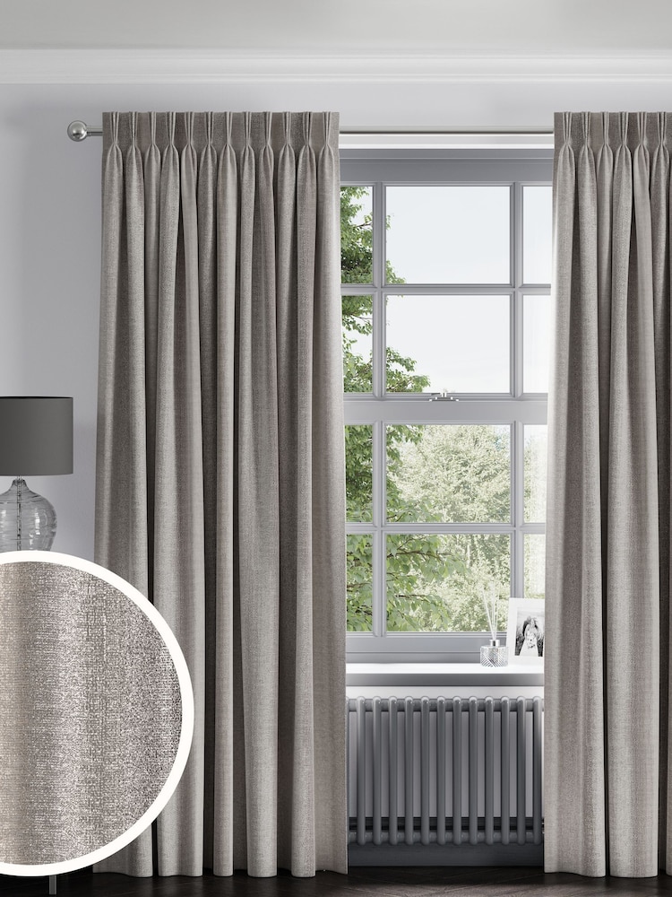 Silver Grey Metallic Stripe Made To Measure Curtains - Image 1 of 9