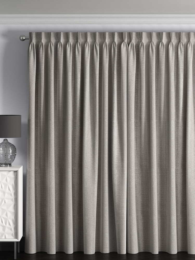Silver Grey Metallic Stripe Made To Measure Curtains - Image 2 of 9