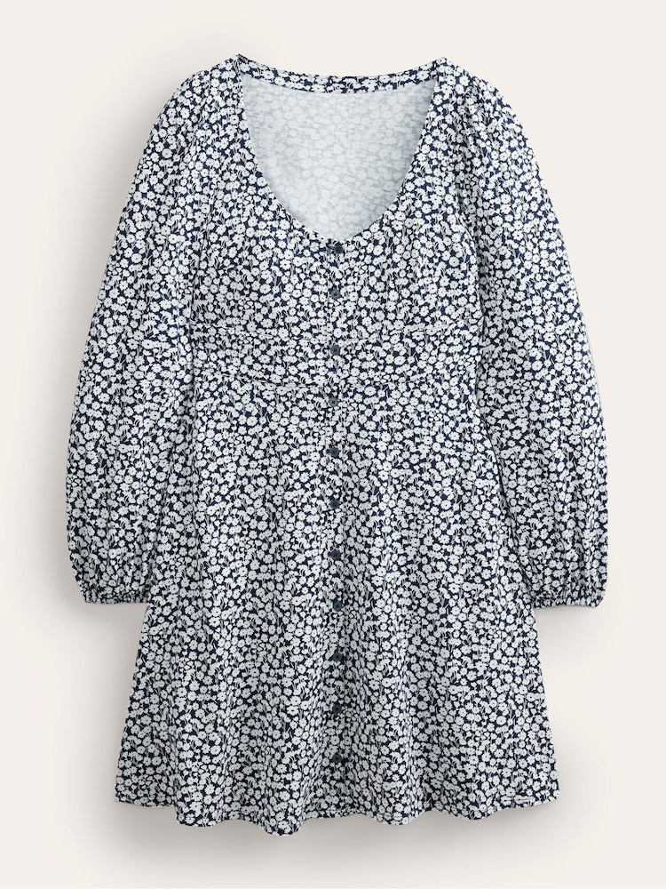 Boden Blue Button Front Jersey Mini Dress - Image 5 of 5 Boden Blue Button Front Jersey Mini Dress - Image 5 of 5