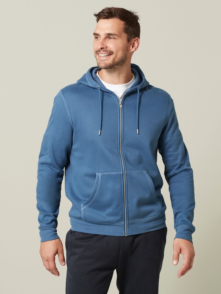 Blue Zip Through Hoodie - Image 1 of 4
