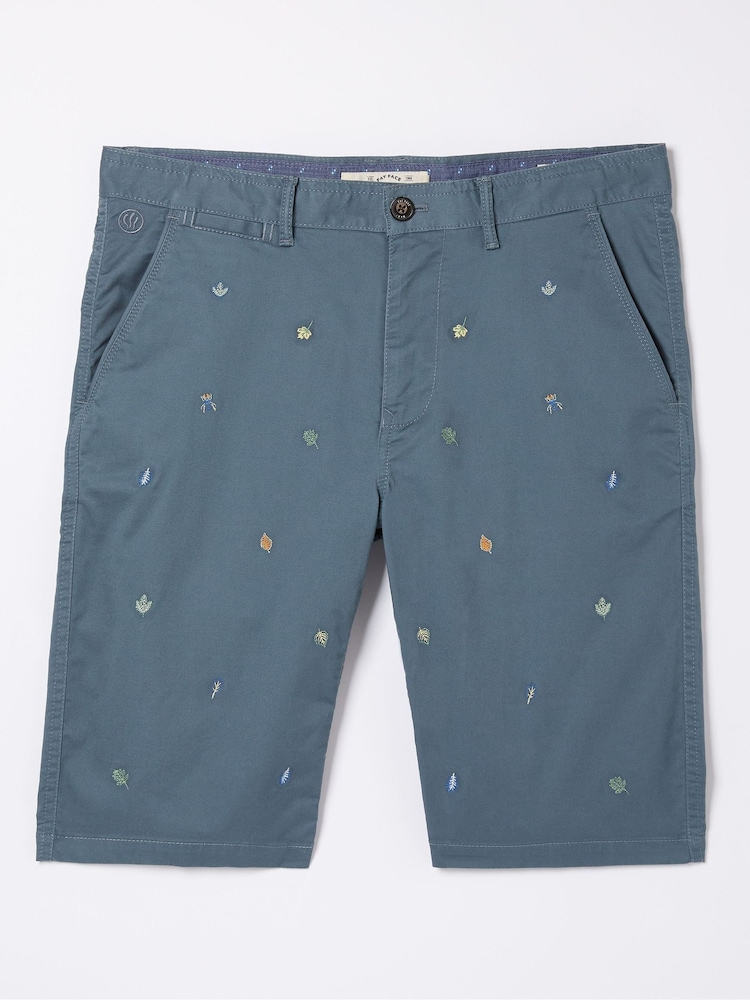 FatFace Blue Mawes National Forest Embroidered Leaf Shorts - Image 4 of 4